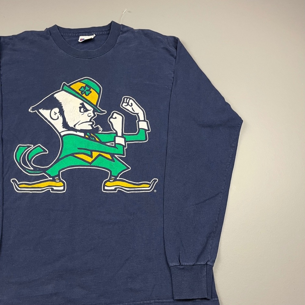 Pro Player T-Shirt Mens Small Blue Notre Dame Fighting Irish Vintage 90s LS